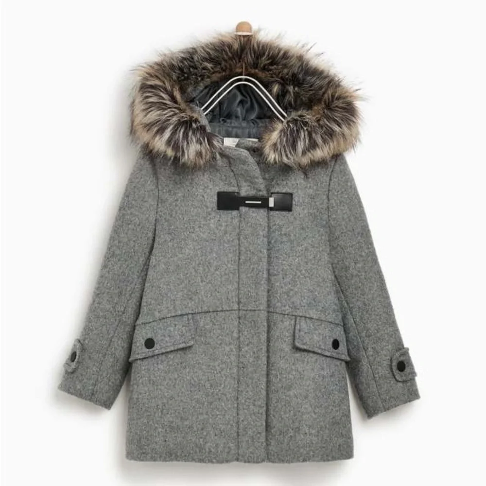 Zara Kids Girl Duffle Coat wool blend With Toggle brown girls 5